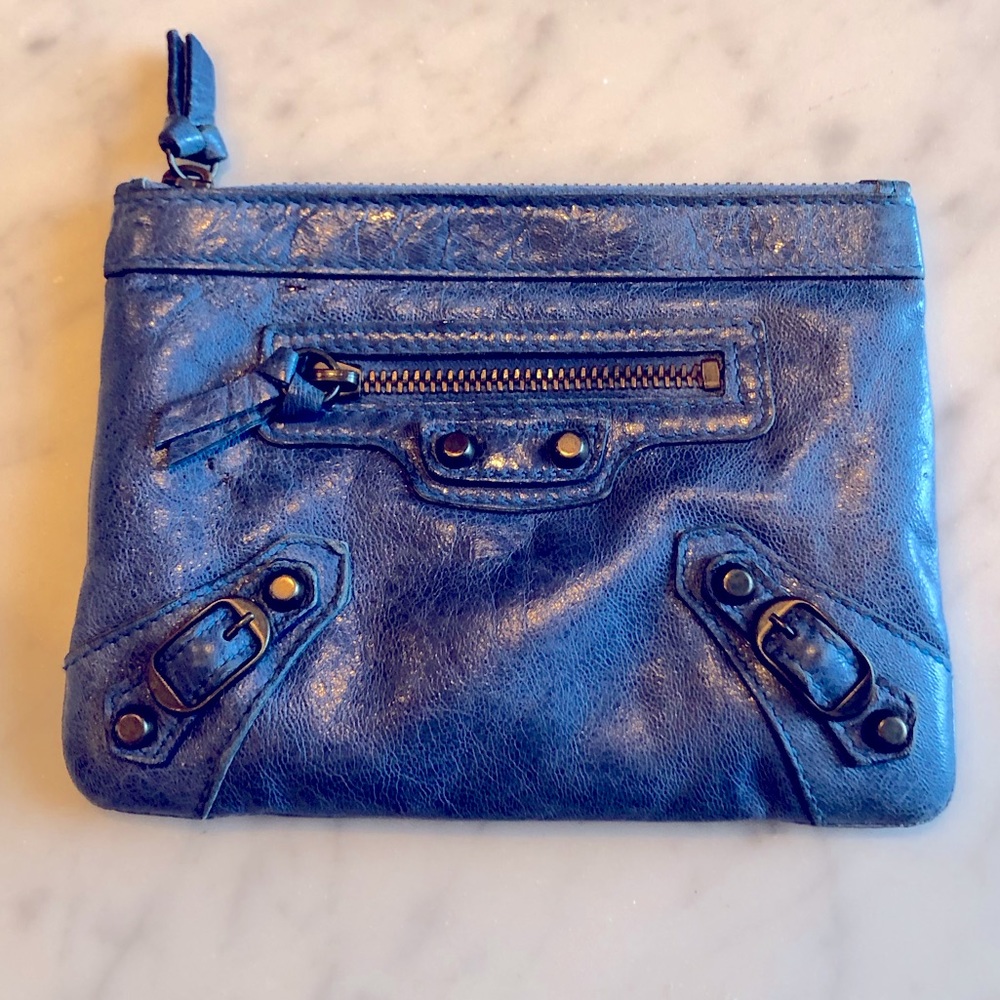 STUNNING EUC Authentic Balenciaga Blue Change Purse / Small Makeup Bag